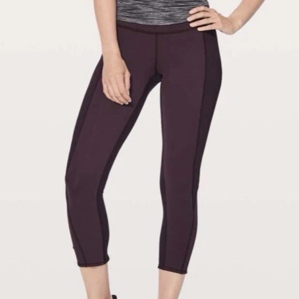 Lululemon On Your Mark Crop 23” Leggings Black Cherry size 8